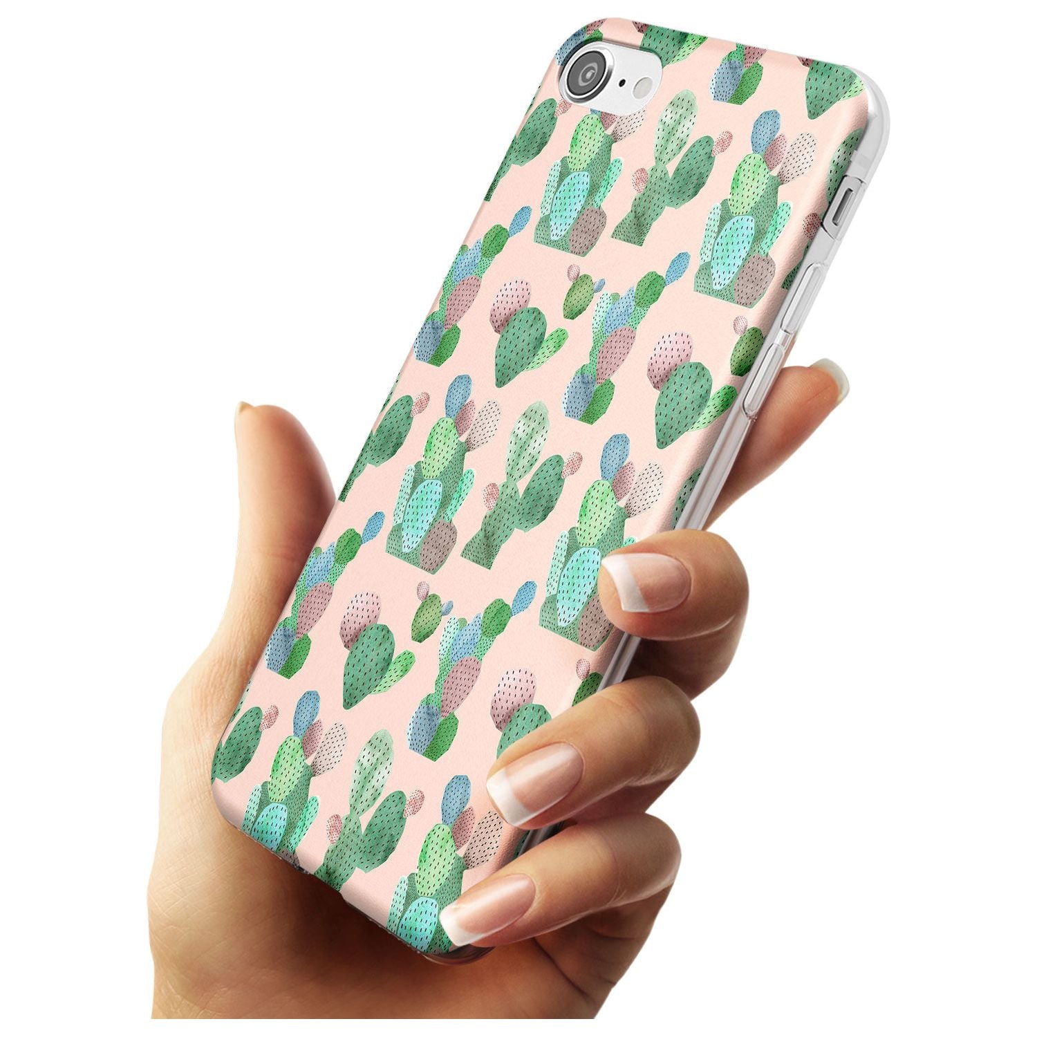Pink Cactus Pattern Design Slim TPU Phone Case for iPhone SE 8 7 Plus