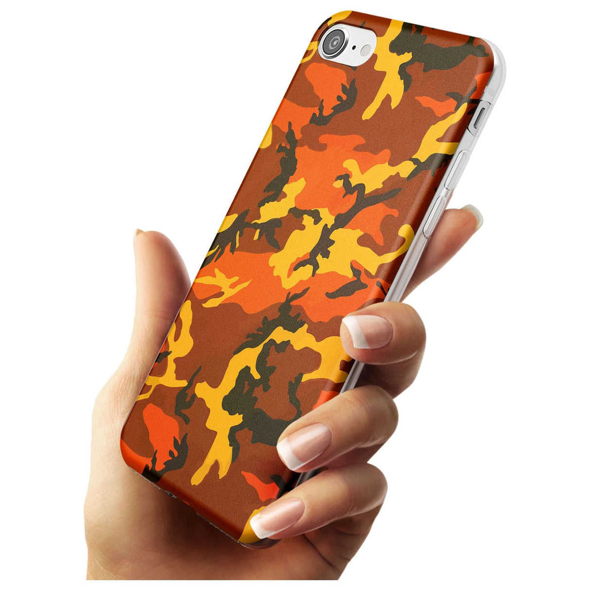 Orange Camo Slim TPU Phone Case for iPhone SE 8 7 Plus