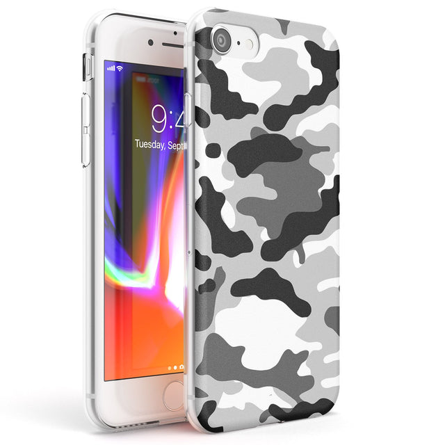 Grey Black Urban Camo Phone Case iPhone 7/8 / Clear Case,iPhone SE / Clear Case Blanc Space