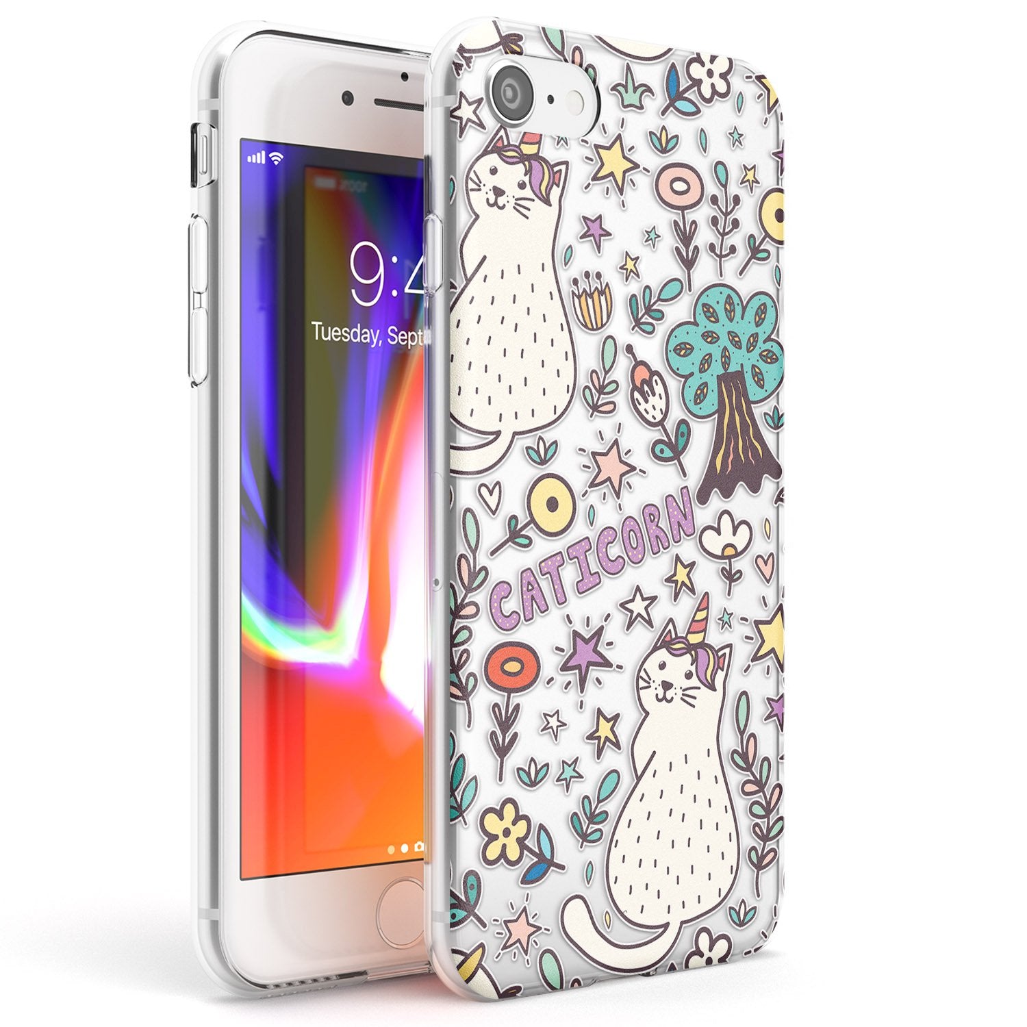 Caticorn pattern Phone Case iPhone 7/8 / Clear Case,iPhone SE / Clear Case Blanc Space