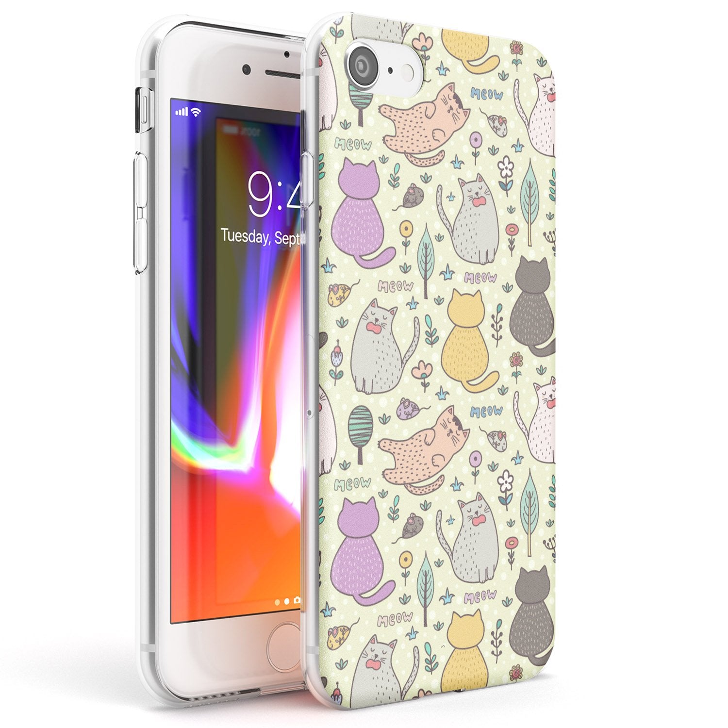 Cat Pattern Cream Phone Case iPhone 7/8 / Clear Case,iPhone SE / Clear Case Blanc Space