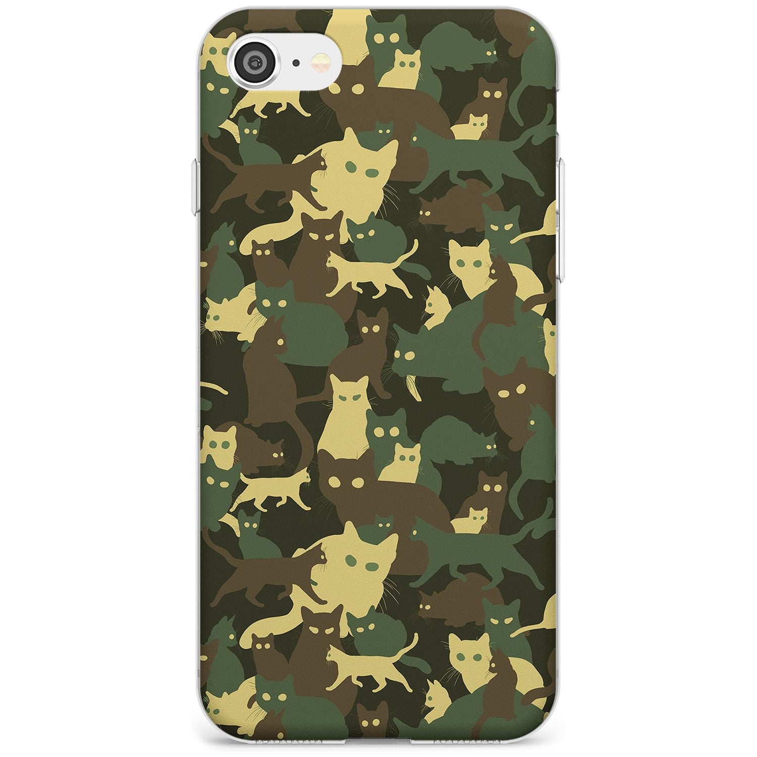 Forest Green Cat Camouflage Pattern Slim TPU Phone Case for iPhone SE 8 7 Plus