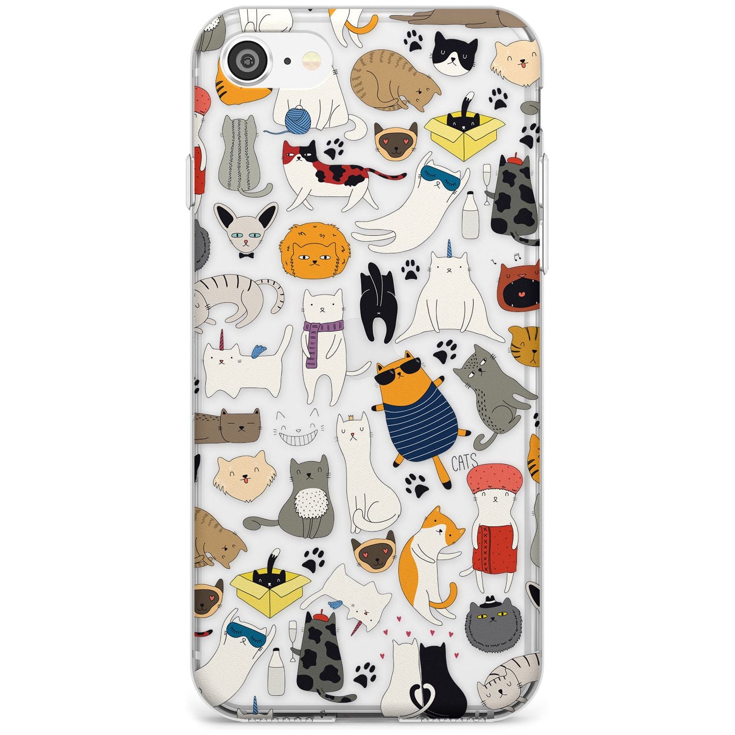 Cartoon Cat Collage - Colour Black Impact Phone Case for iPhone SE 8 7 Plus