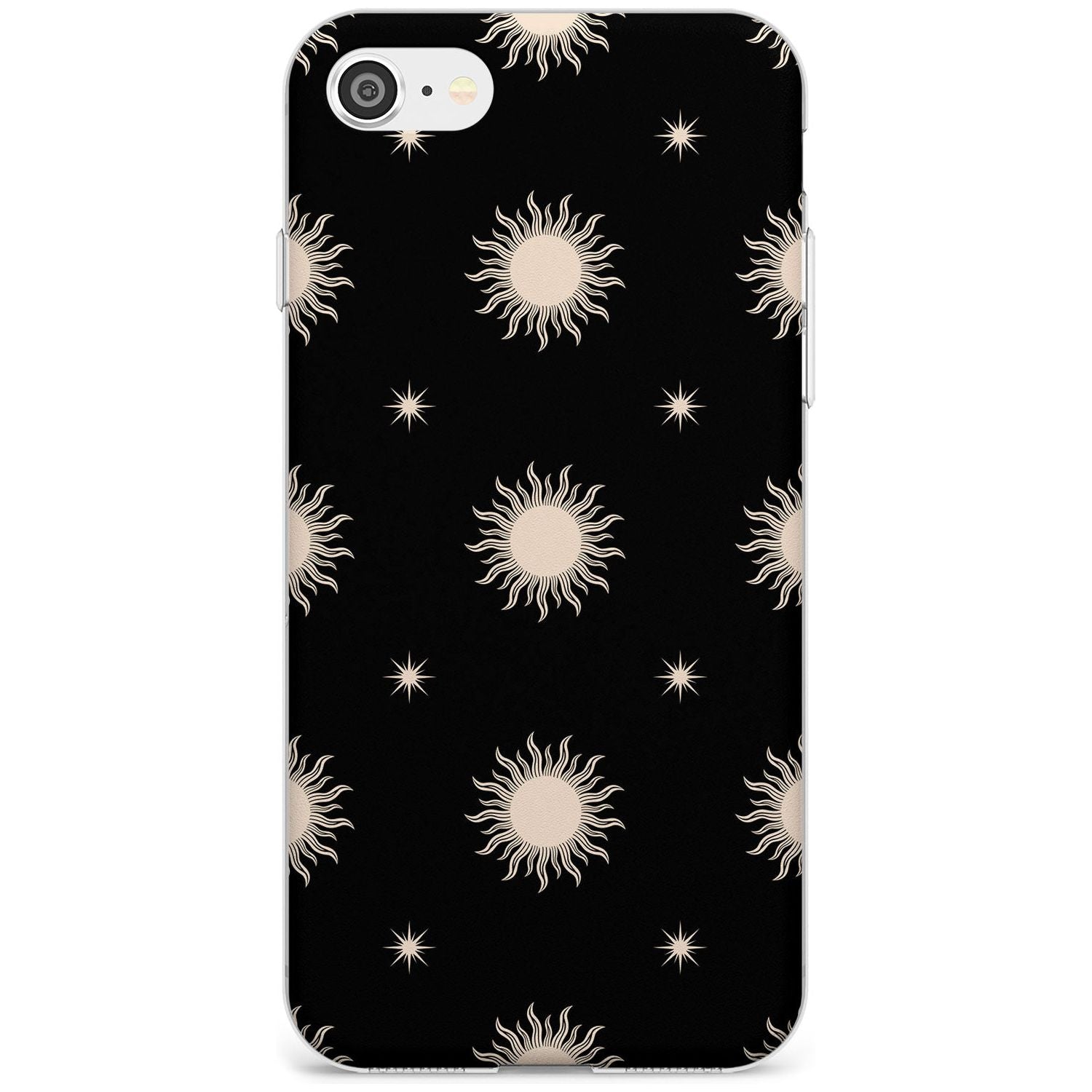 Celestial Patterns Classic Suns (Black) Phone Case iPhone 7/8 / Clear Case,iPhone SE / Clear Case Blanc Space