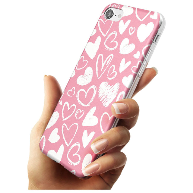 Chalk Hearts Slim TPU Phone Case for iPhone SE 8 7 Plus