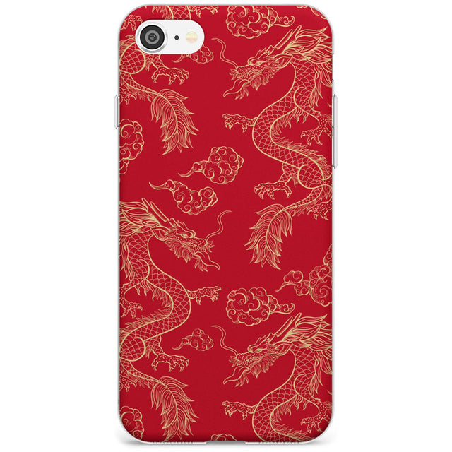 Red and Gold Dragon Pattern Slim TPU Phone Case for iPhone SE 8 7 Plus