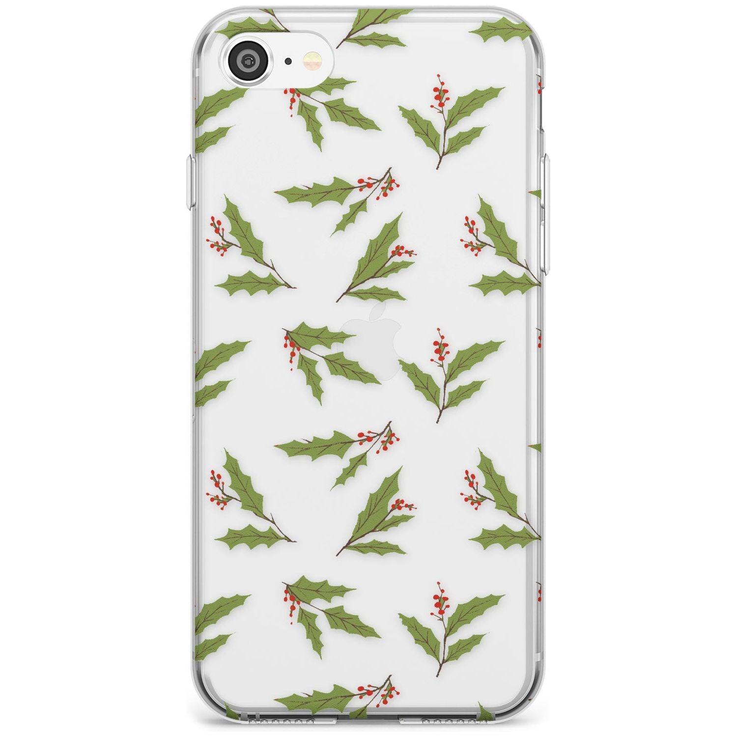 Christmas Holly Pattern Slim TPU Phone Case for iPhone SE 8 7 Plus