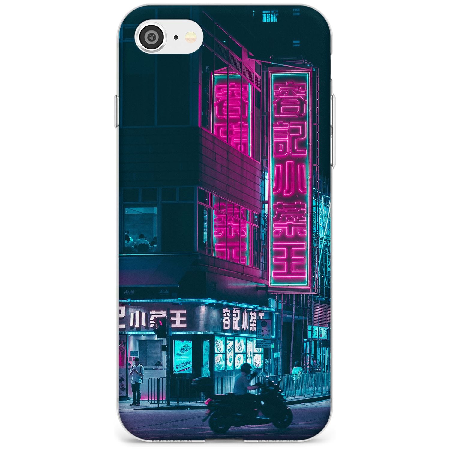 Motorcylist & Signs - Neon Cities Photographs Slim TPU Phone Case for iPhone SE 8 7 Plus