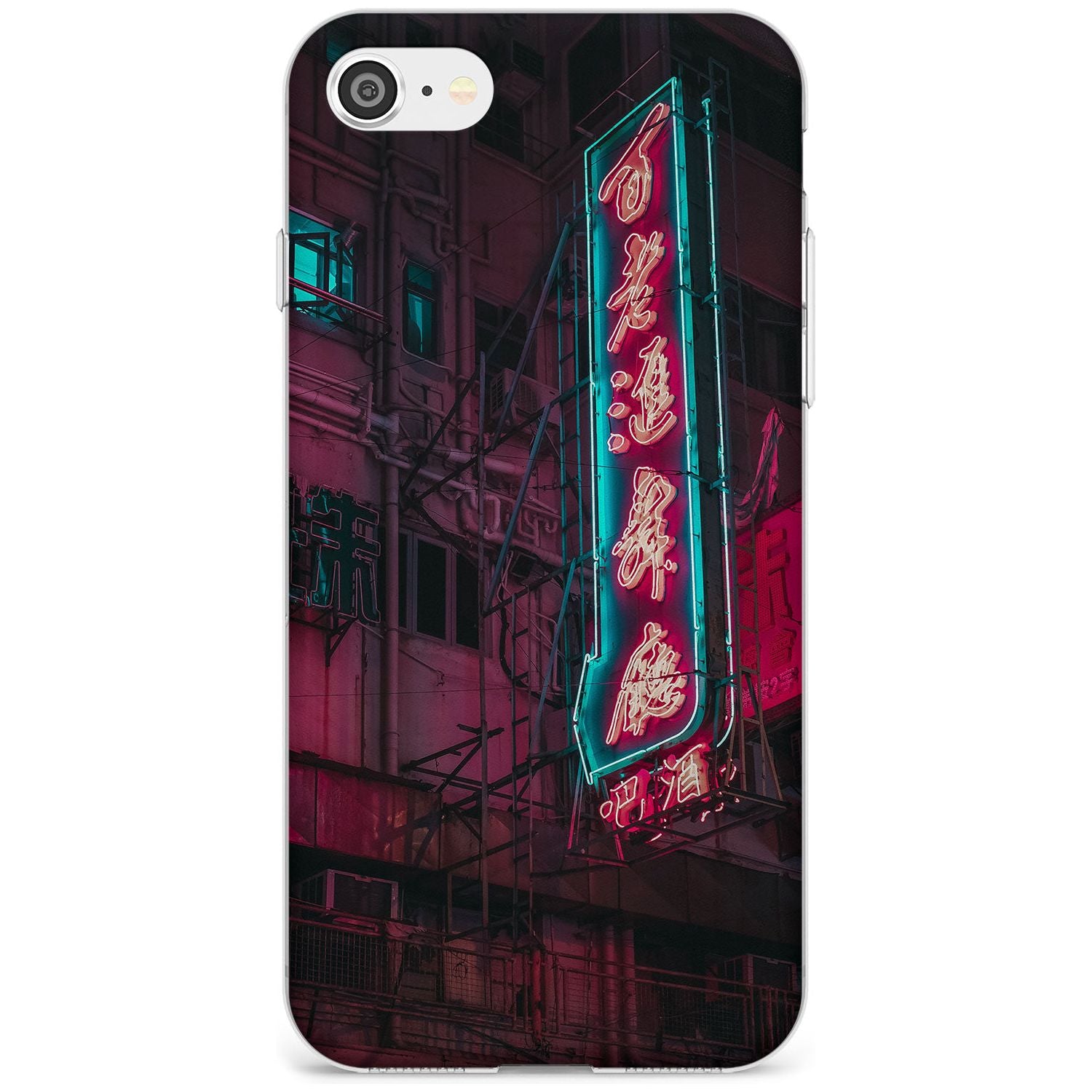 Large Kanji Sign - Neon Cities Photographs Slim TPU Phone Case for iPhone SE 8 7 Plus