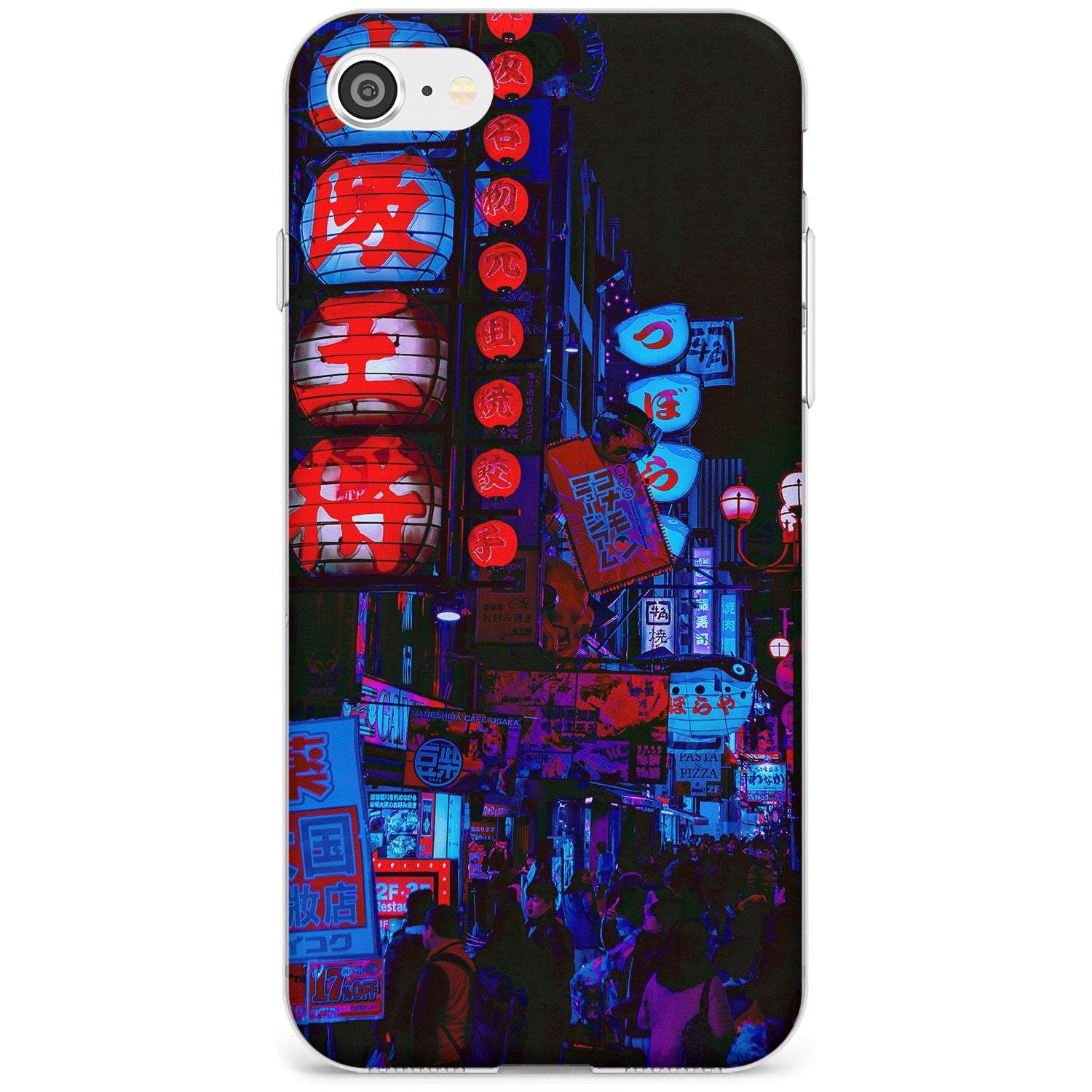 Red & Turquoise - Neon Cities Photographs Slim TPU Phone Case for iPhone SE 8 7 Plus