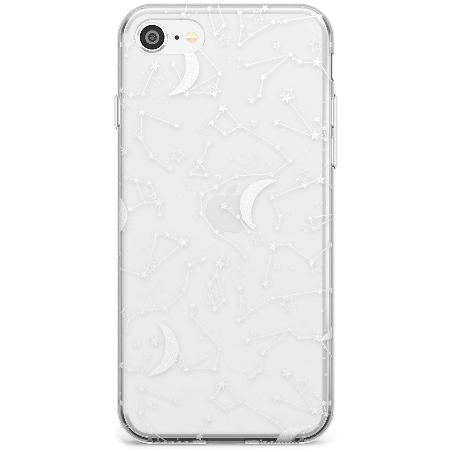 White Constellations on Clear Black Impact Phone Case for iPhone SE 8 7 Plus