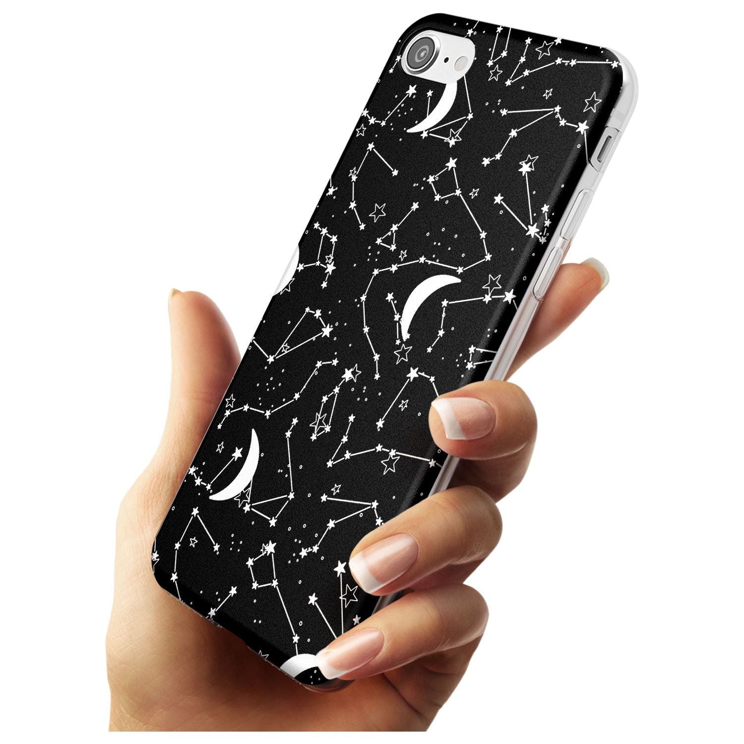 White Constellations on Black Black Impact Phone Case for iPhone SE 8 7 Plus