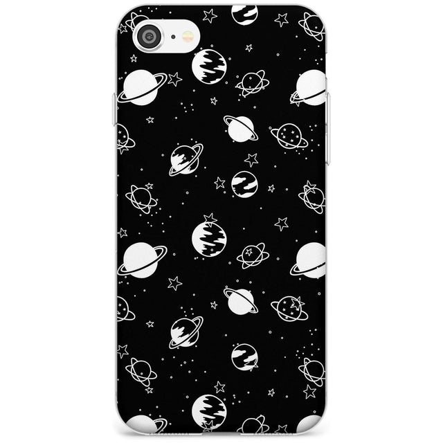 White Planets on Black Black Impact Phone Case for iPhone SE 8 7 Plus