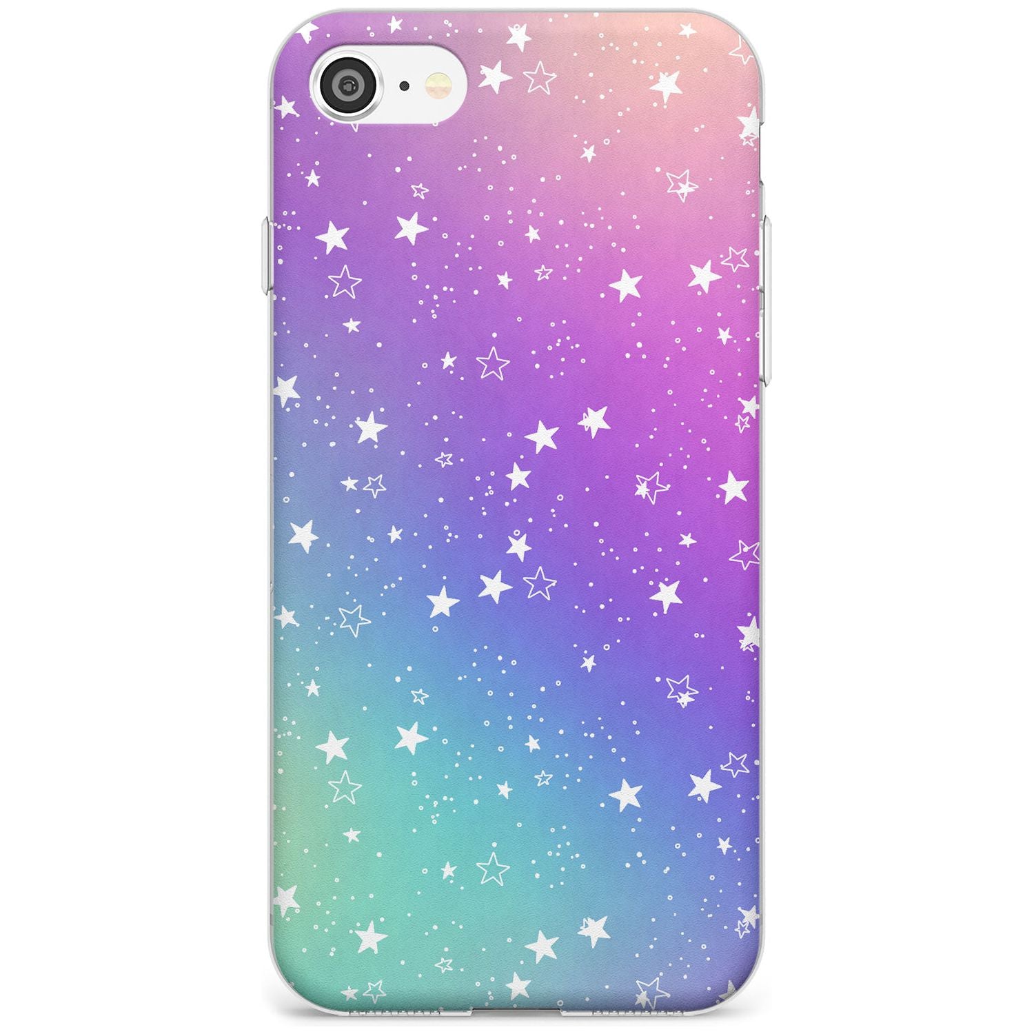 White Stars on Pastels Black Impact Phone Case for iPhone SE 8 7 Plus
