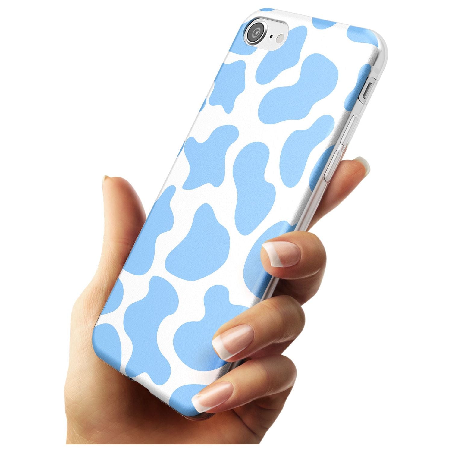 Blue and White Cow Print Slim TPU Phone Case for iPhone SE 8 7 Plus