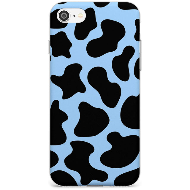 Blue and Black Cow Print Slim TPU Phone Case for iPhone SE 8 7 Plus