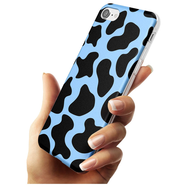 Blue and Black Cow Print Slim TPU Phone Case for iPhone SE 8 7 Plus