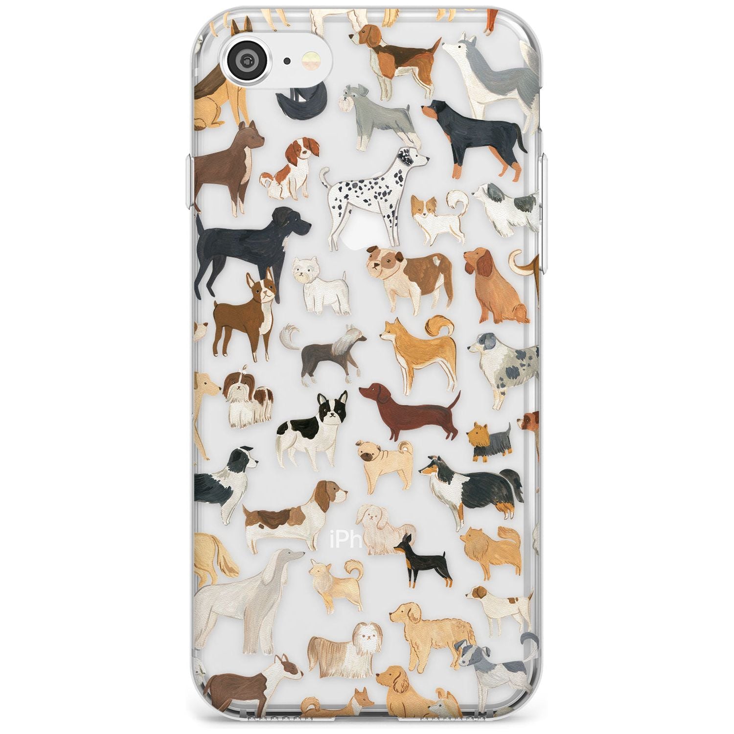 Hand Painted Dogs Slim TPU Phone Case for iPhone SE 8 7 Plus