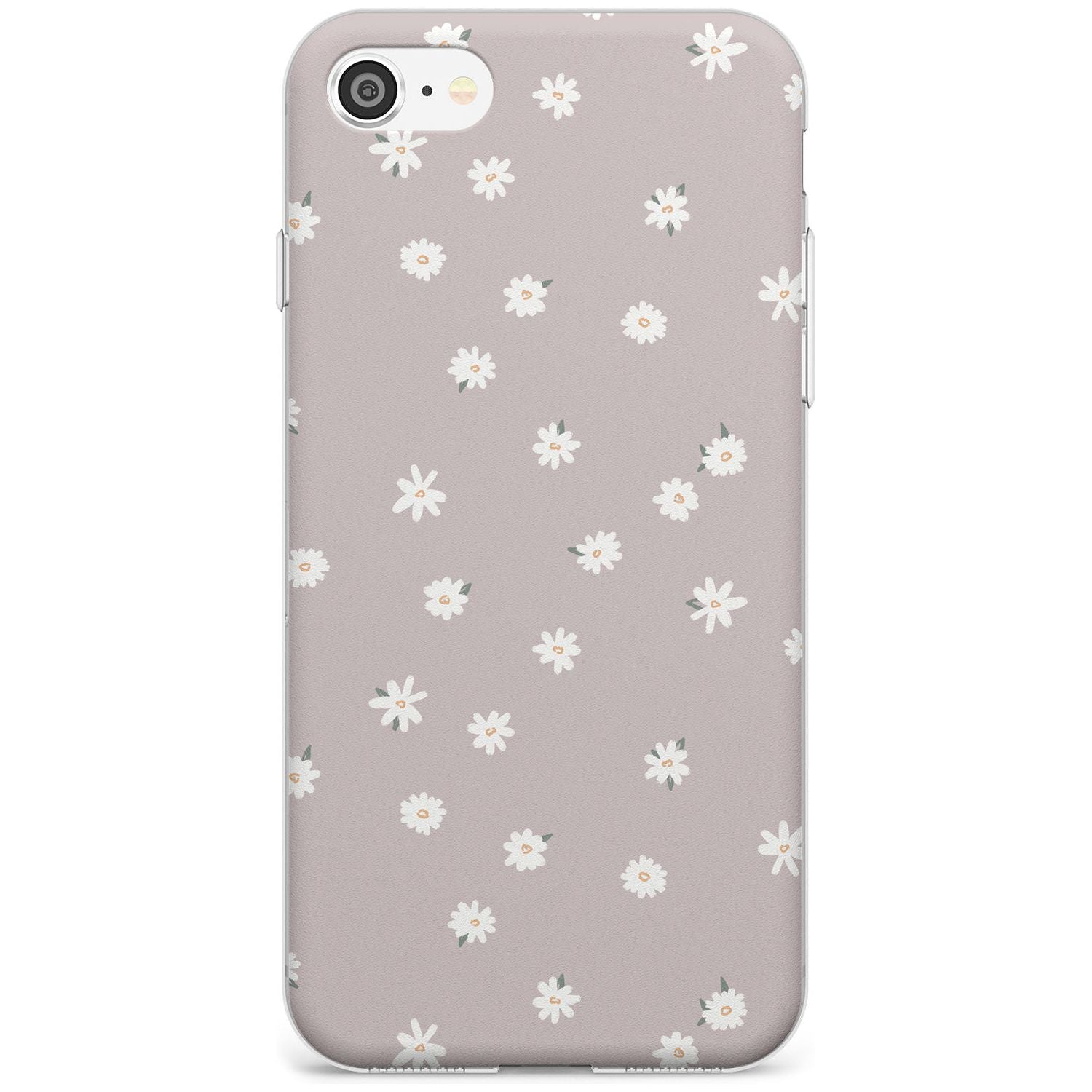 Painted Daises - Dark Pink Cute Floral Design Black Impact Phone Case for iPhone SE 8 7 Plus