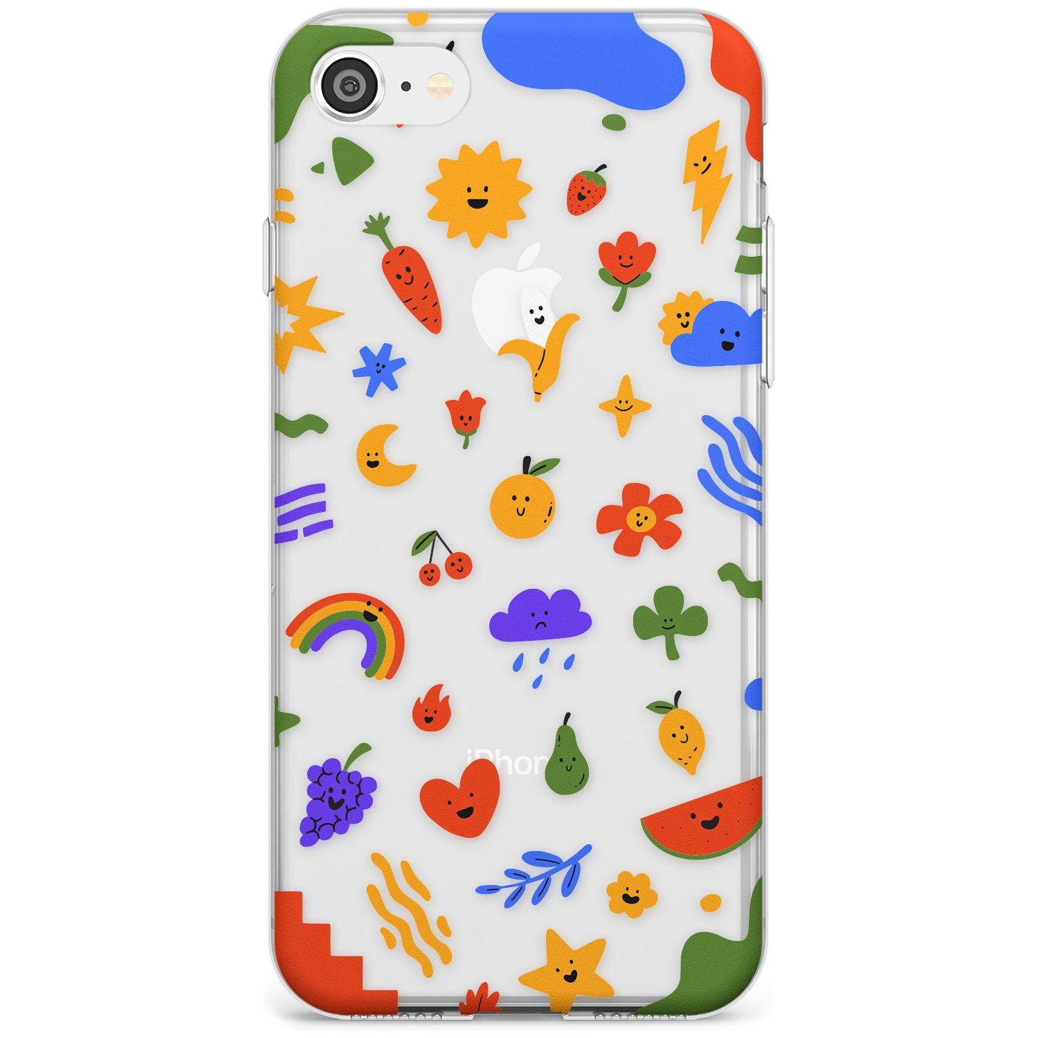 Mixed Cute Icon Pattern - Clear iPhone Case Slim TPU Phone Case Warehouse SE 8 7 Plus