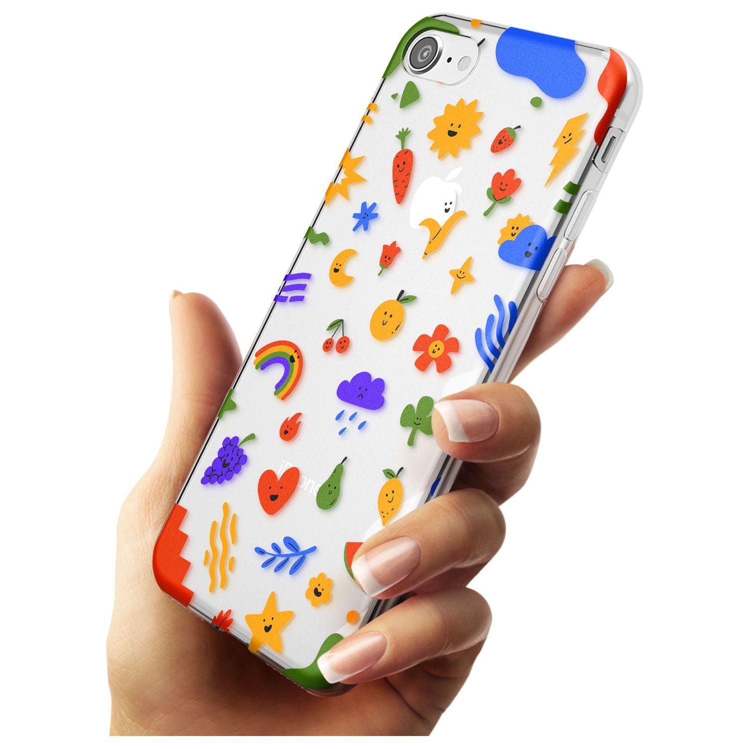 Mixed Cute Icon Pattern - Clear iPhone Case Slim TPU Phone Case Warehouse SE 8 7 Plus
