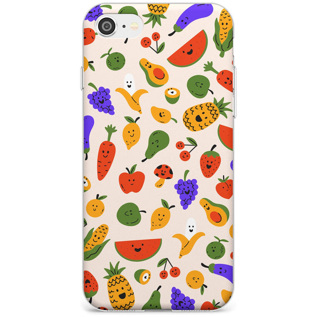 Mixed Kawaii Food Icons - Solid iPhone Case Slim TPU Phone Case Warehouse SE 8 7 Plus