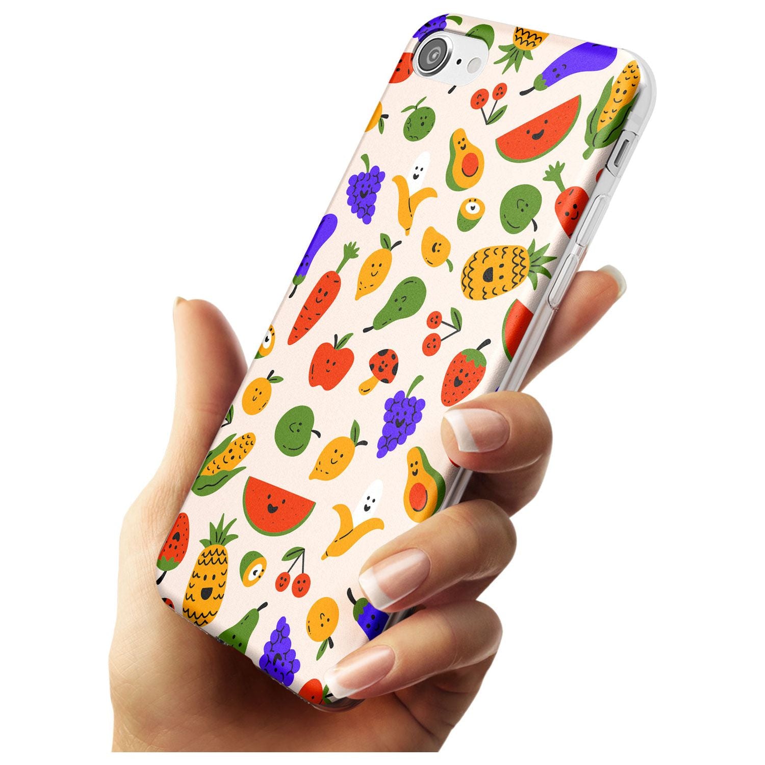Mixed Kawaii Food Icons - Solid iPhone Case Slim TPU Phone Case Warehouse SE 8 7 Plus