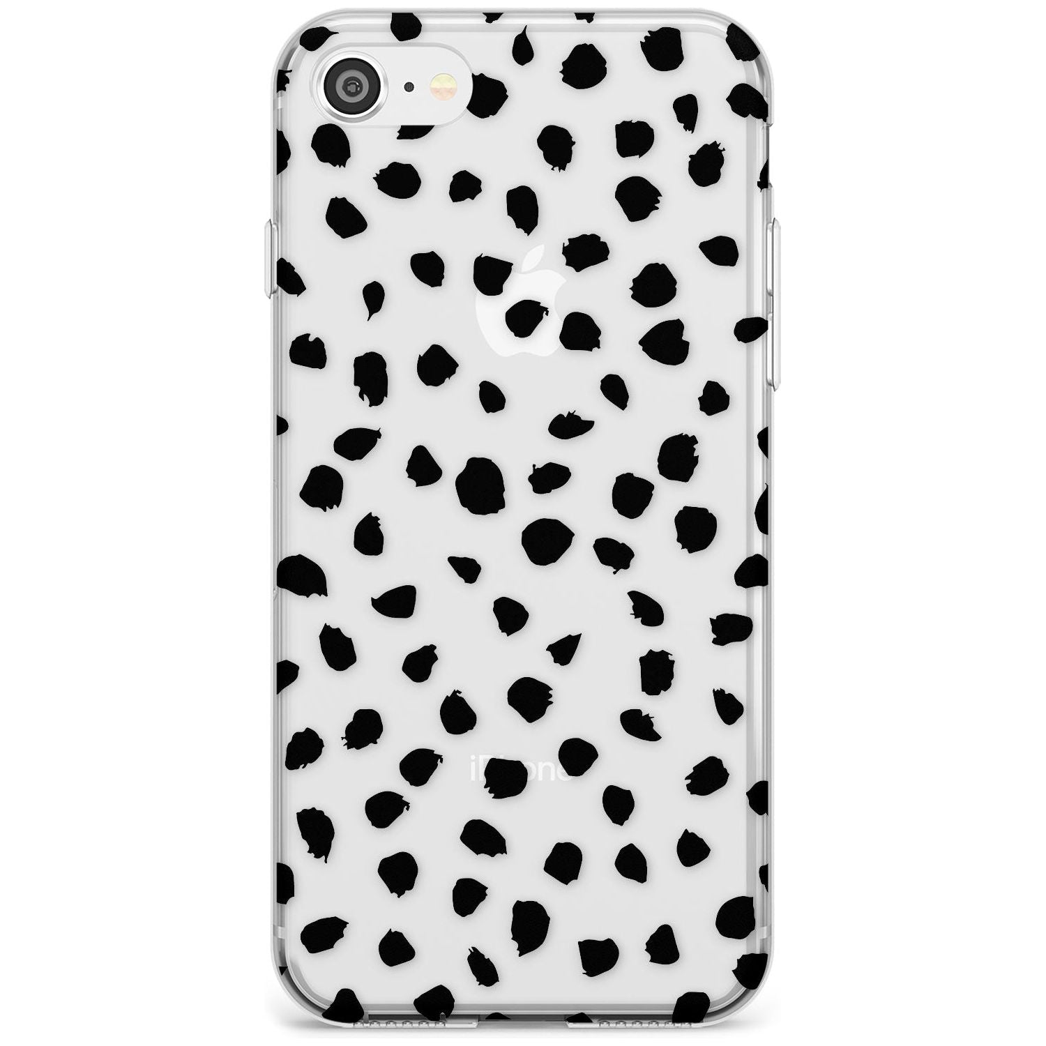 Black on Transparent Dalmatian Polka Dot Spots Slim TPU Phone Case for iPhone SE 8 7 Plus