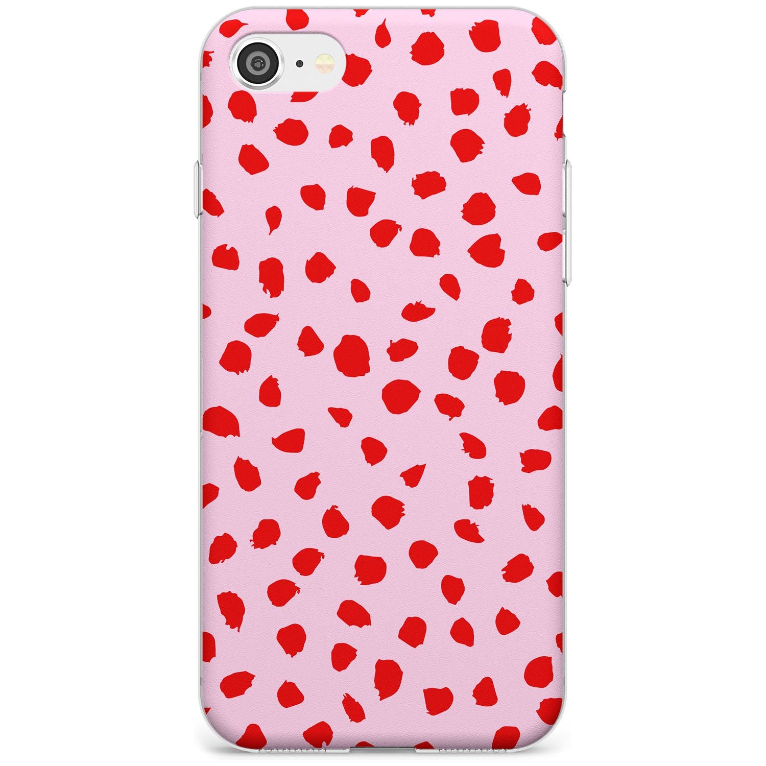 Red on Pink Dalmatian Polka Dot Spots Slim TPU Phone Case for iPhone SE 8 7 Plus