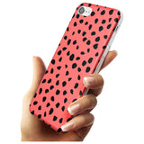 Black on Salmon Pink Dalmatian Polka Dot Spots Slim TPU Phone Case for iPhone SE 8 7 Plus