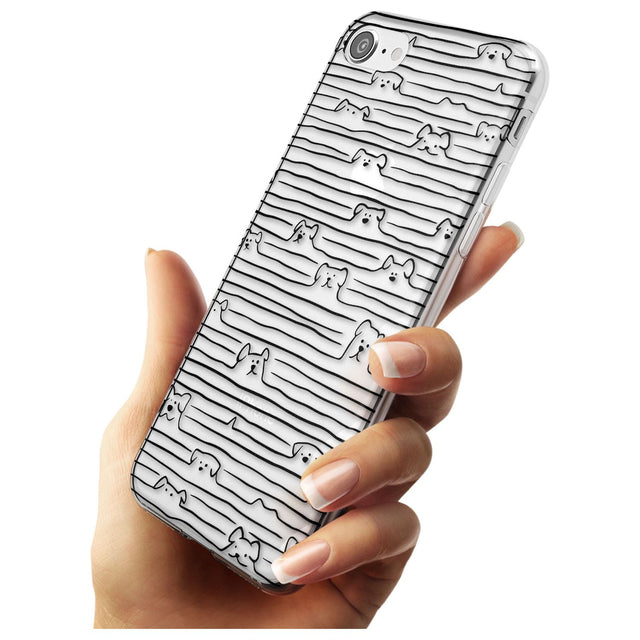 Dog Line Art - Black Slim TPU Phone Case for iPhone SE 8 7 Plus