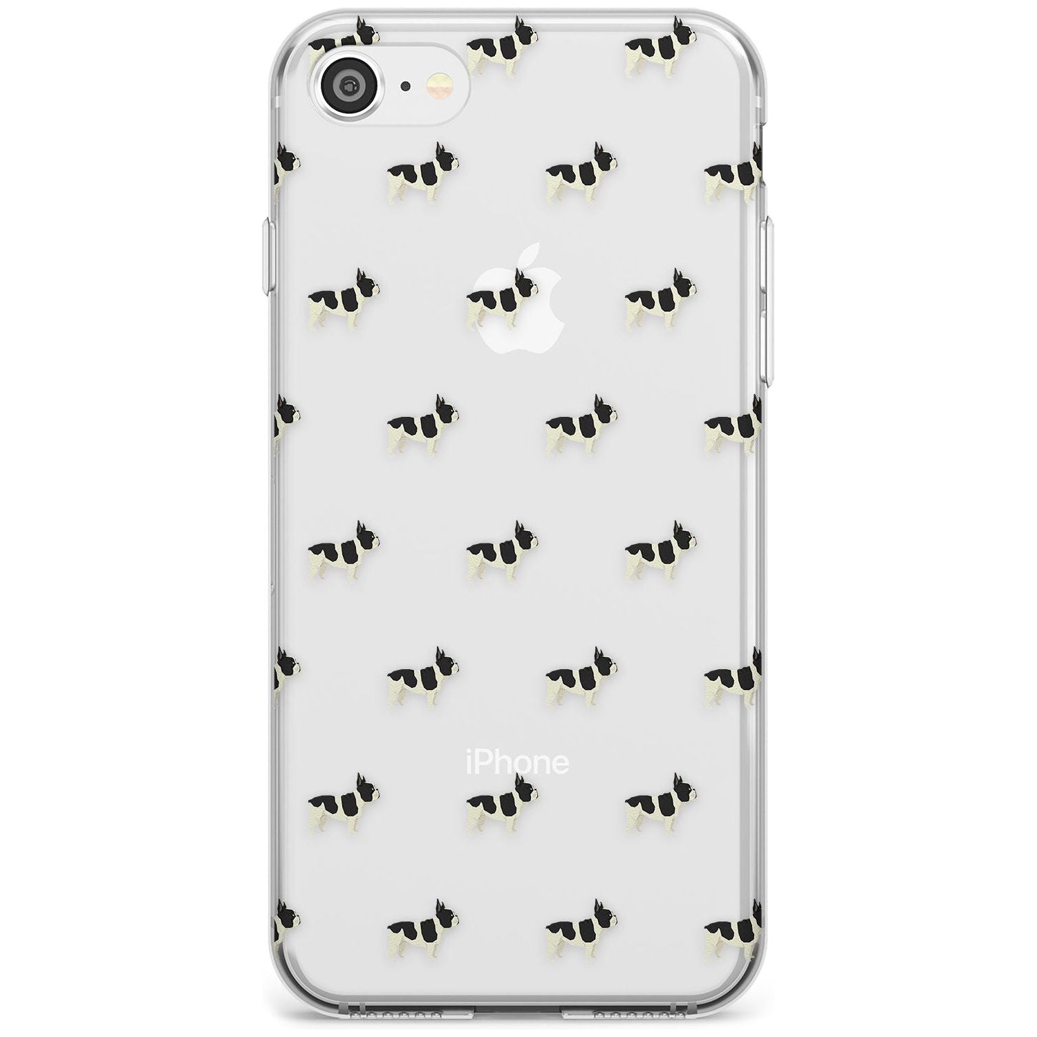 French Bulldog Dog Pattern Clear Slim TPU Phone Case for iPhone SE 8 7 Plus