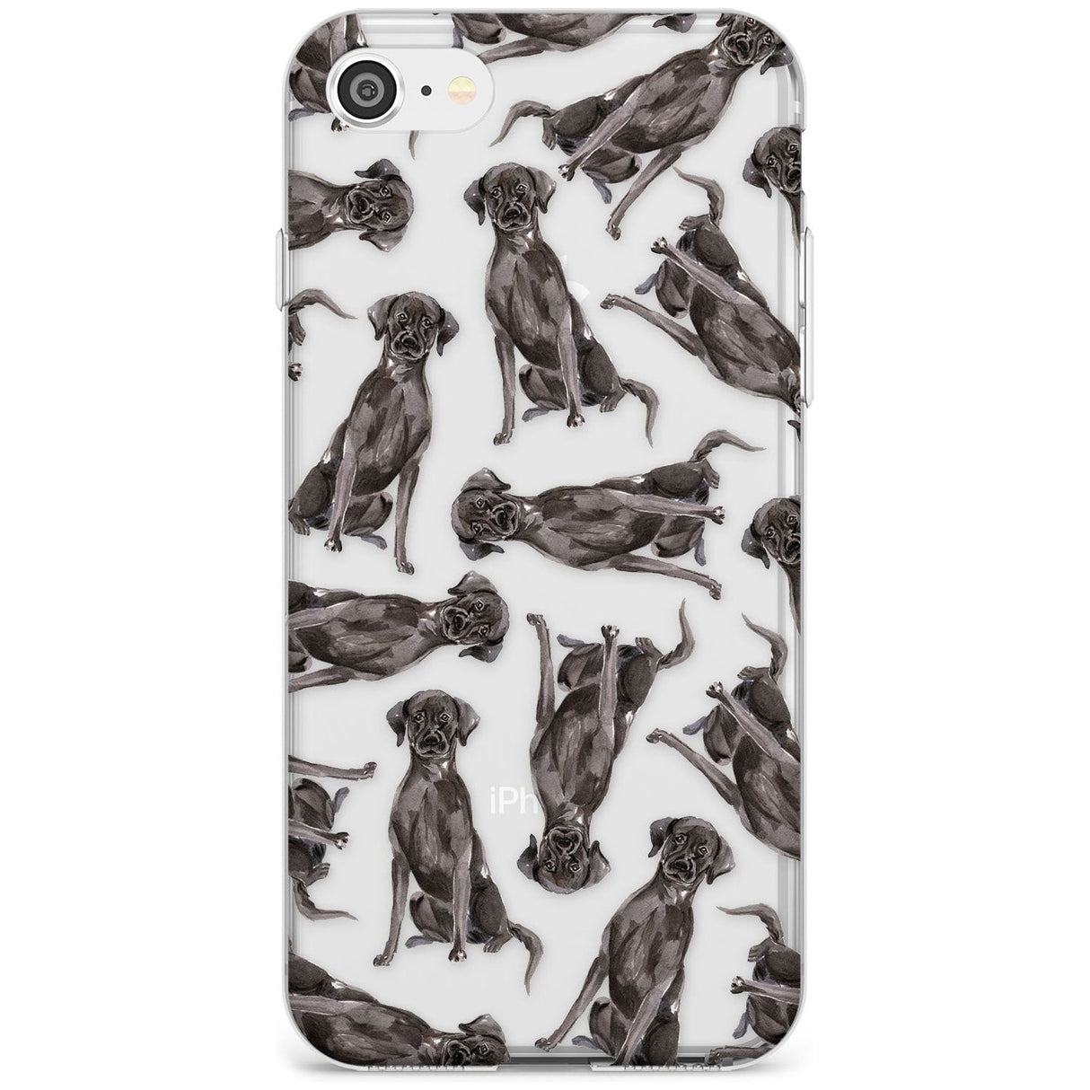 Black Labrador Watercolour Dog Pattern Slim TPU Phone Case for iPhone SE 8 7 Plus