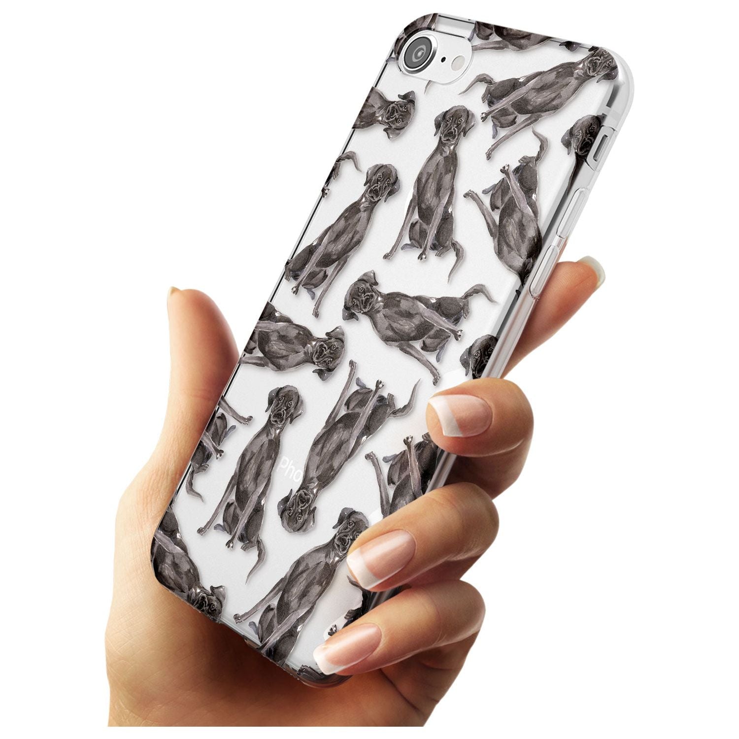 Black Labrador Watercolour Dog Pattern Slim TPU Phone Case for iPhone SE 8 7 Plus