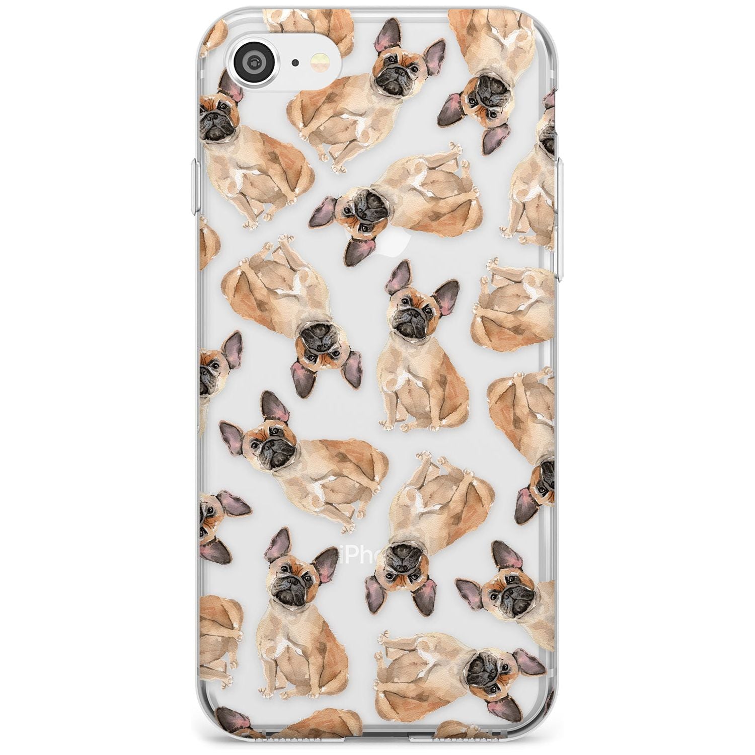 French Bulldog Watercolour Dog Pattern Slim TPU Phone Case for iPhone SE 8 7 Plus