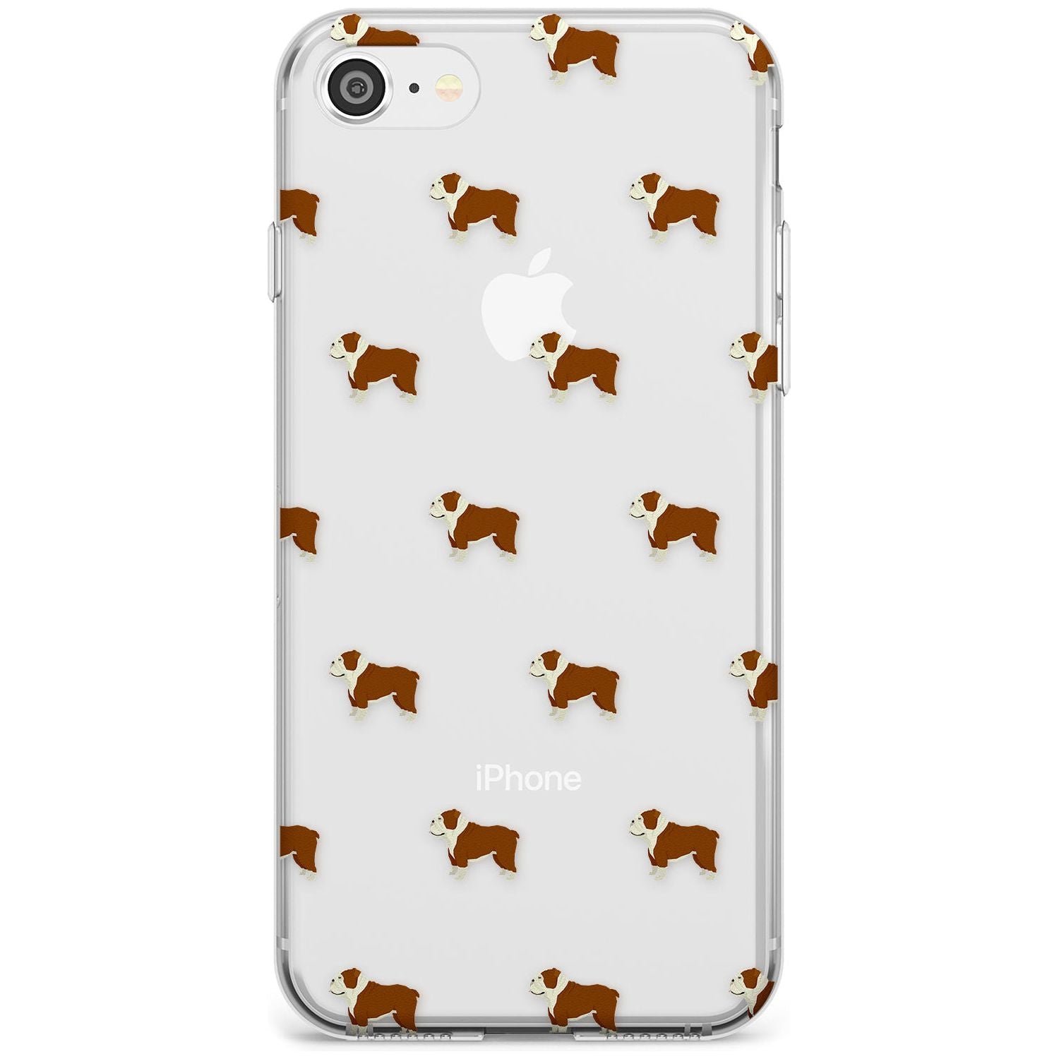 English Bulldog Dog Pattern Clear Slim TPU Phone Case for iPhone SE 8 7 Plus