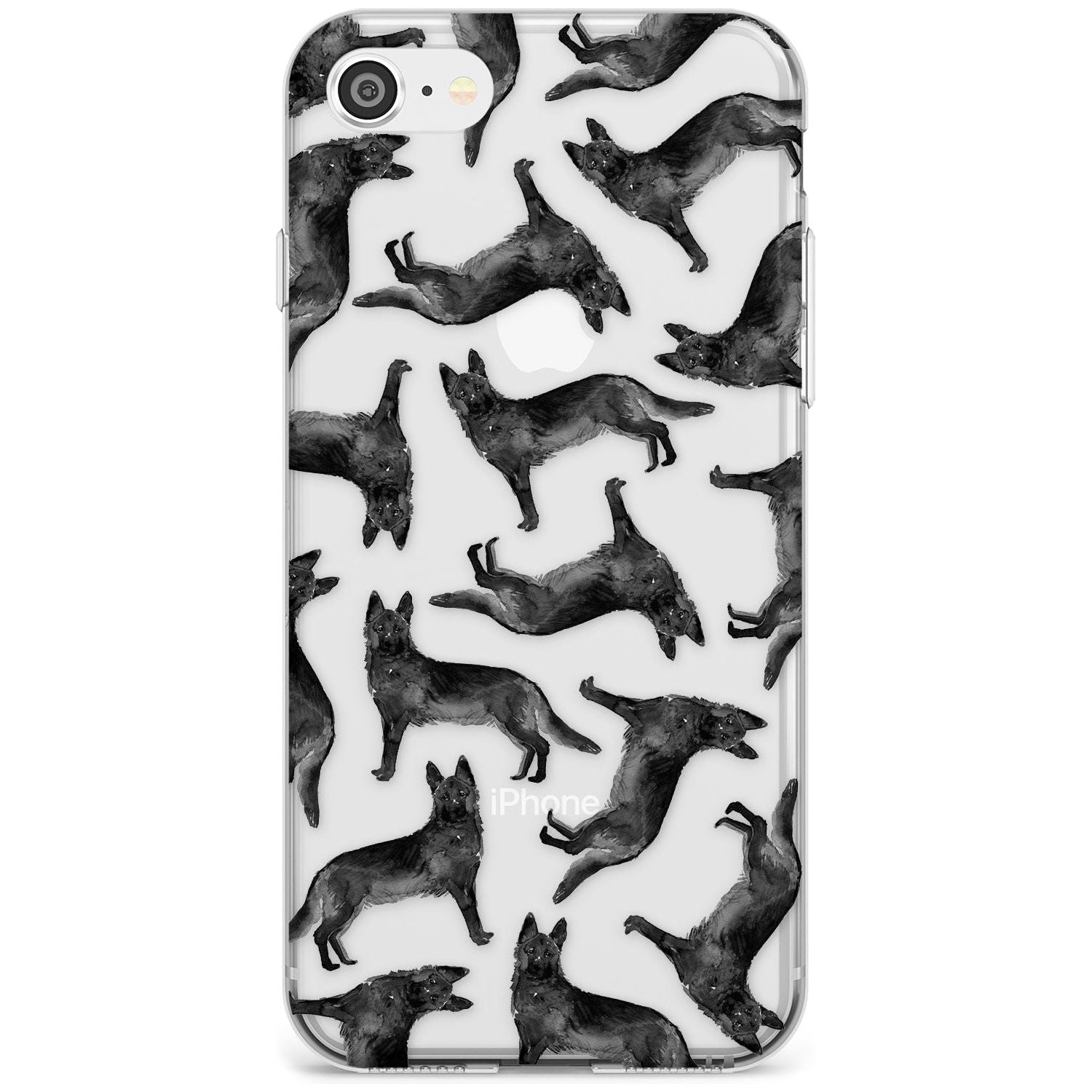German Shepherd (Black) Watercolour Dog Pattern Slim TPU Phone Case for iPhone SE 8 7 Plus