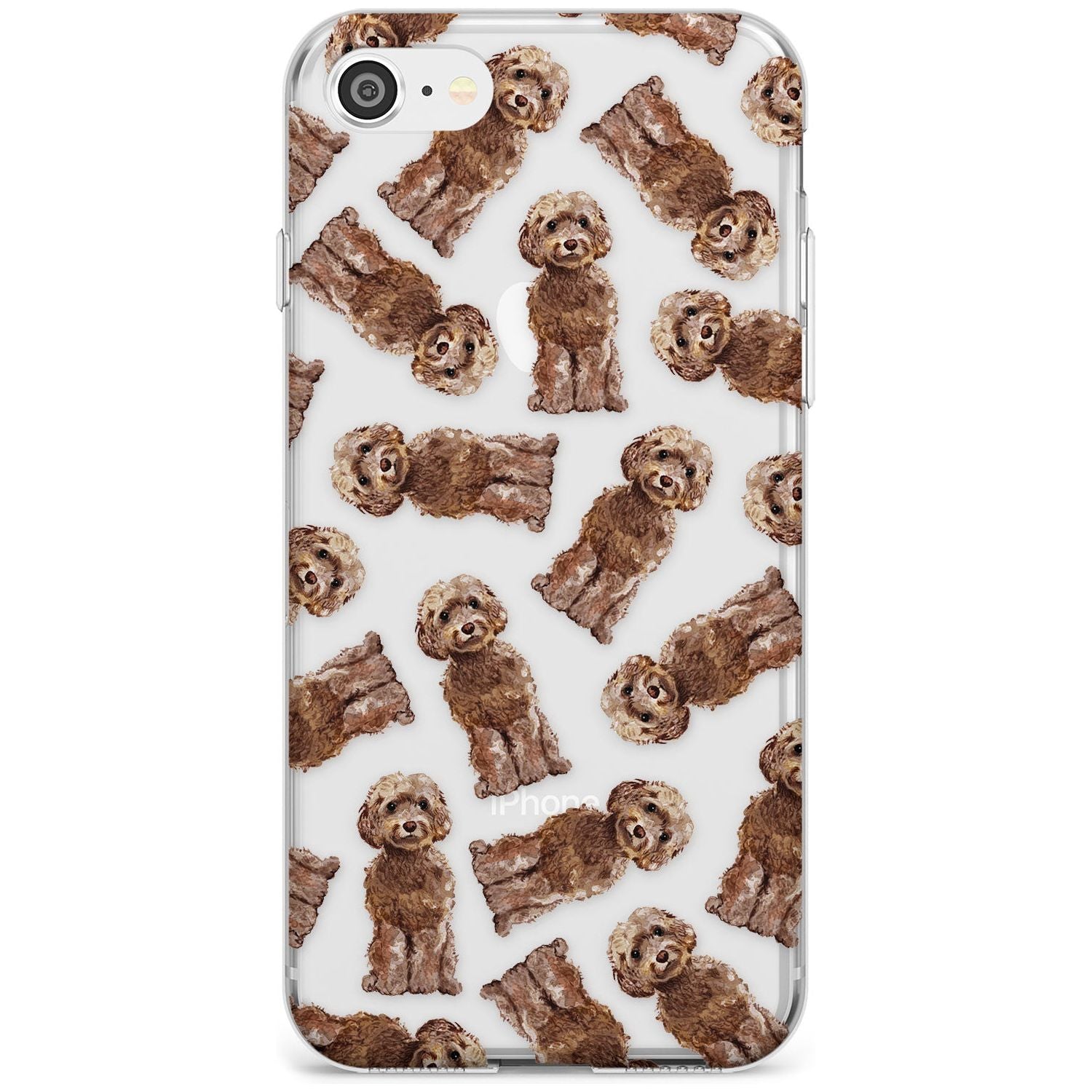 Cockapoo (Brown) Watercolour Dog Pattern Slim TPU Phone Case for iPhone SE 8 7 Plus