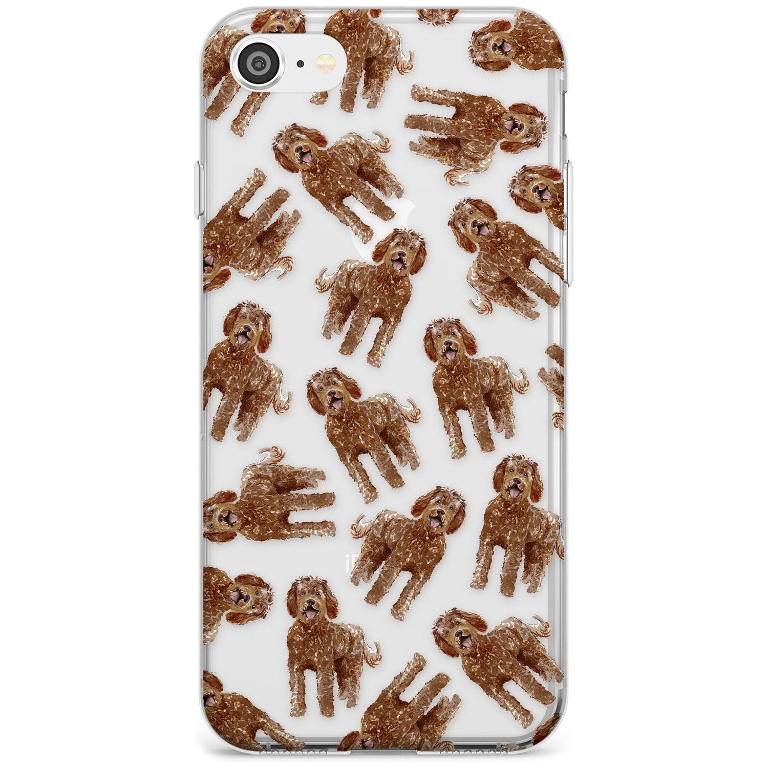 Labradoodle (Brown) Watercolour Dog Pattern Slim TPU Phone Case for iPhone SE 8 7 Plus