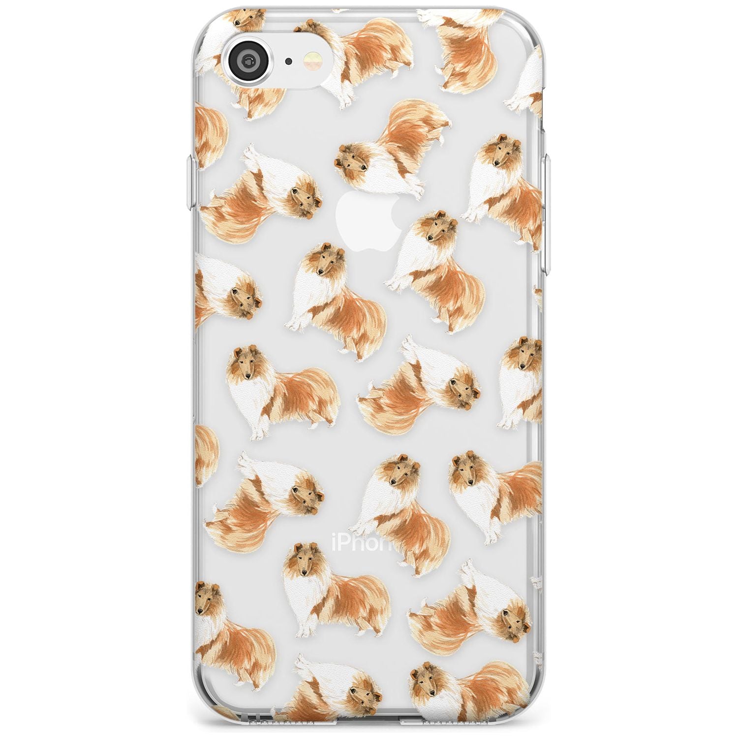 Rough Collie Watercolour Dog Pattern Slim TPU Phone Case for iPhone SE 8 7 Plus