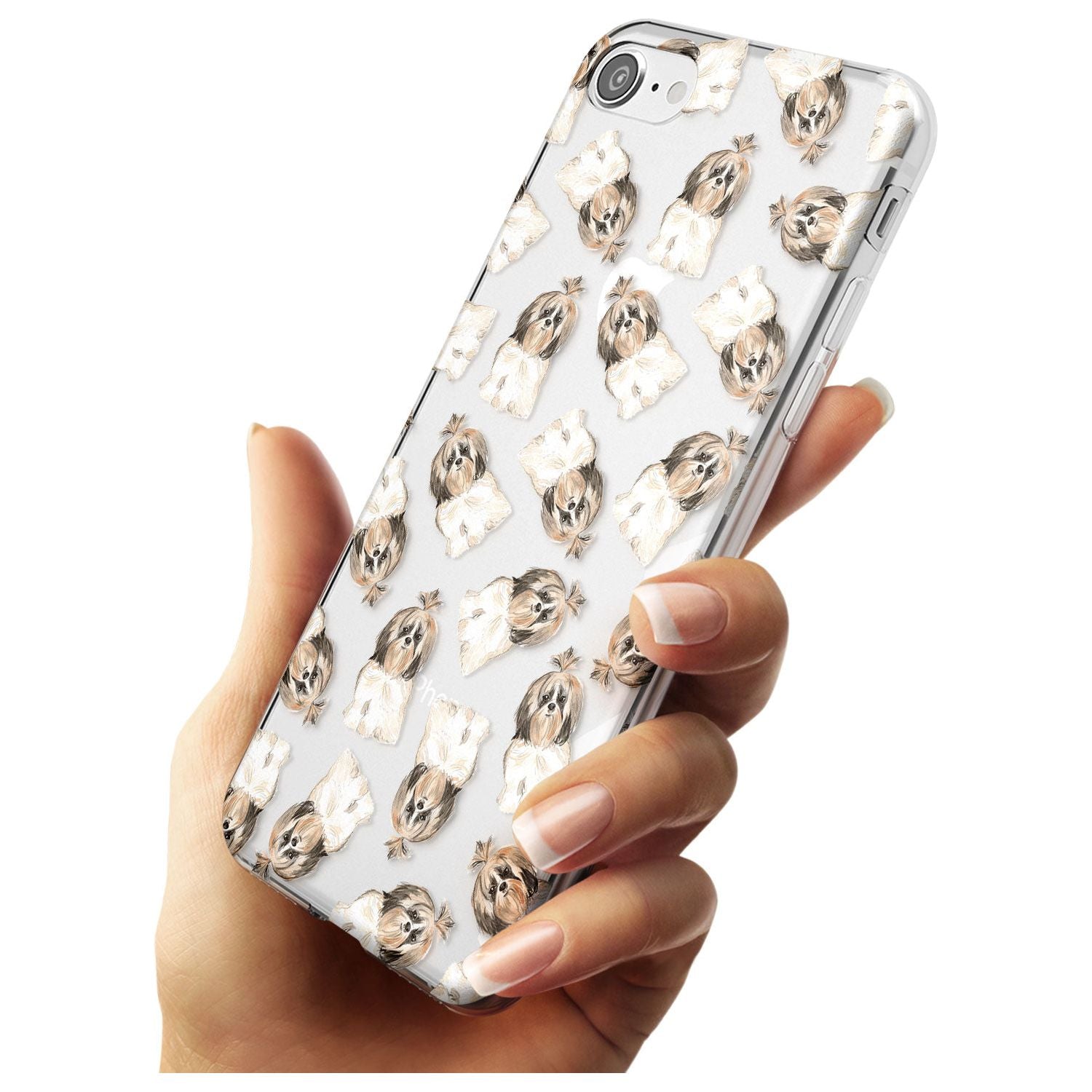 Shih tzu (Long Hair) Watercolour Dog Pattern Slim TPU Phone Case for iPhone SE 8 7 Plus