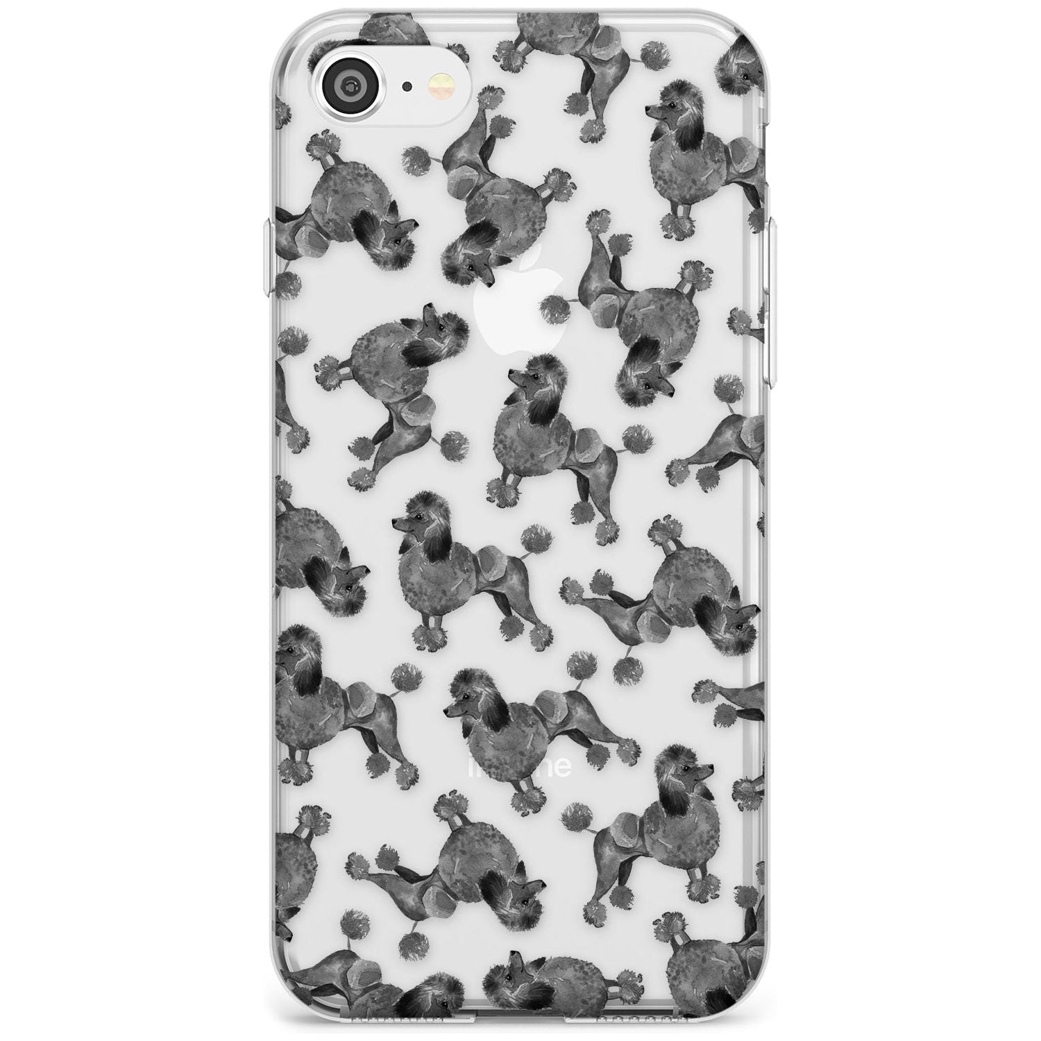 Poodle (Black) Watercolour Dog Pattern Slim TPU Phone Case for iPhone SE 8 7 Plus