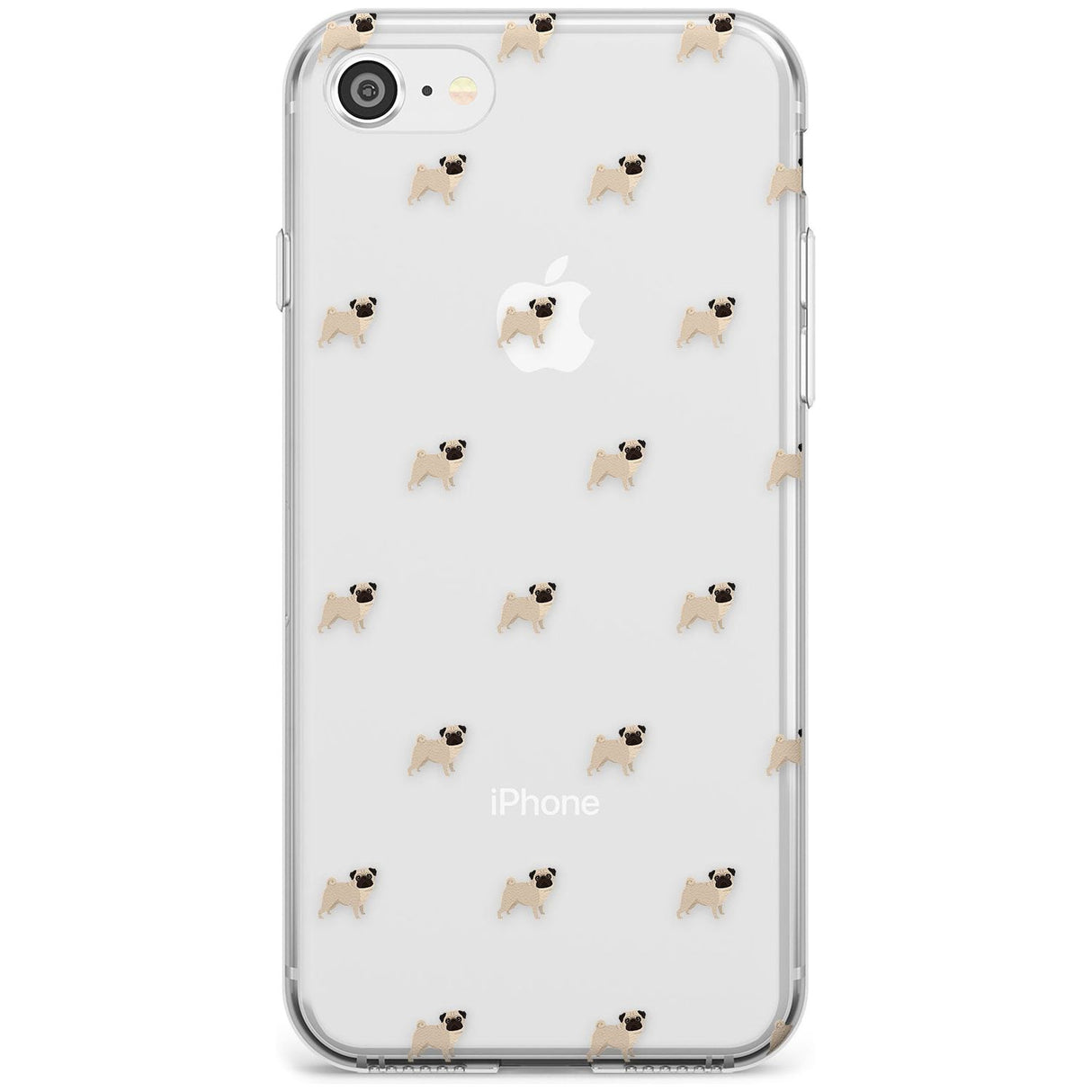 Pug Dog Pattern Clear Slim TPU Phone Case for iPhone SE 8 7 Plus