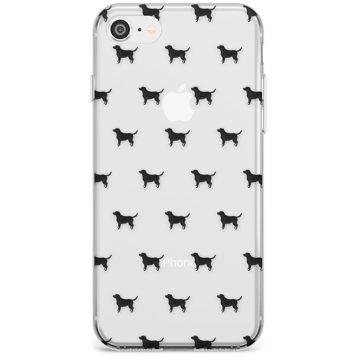 Black Labrador Dog Pattern Clear Slim TPU Phone Case for iPhone SE 8 7 Plus