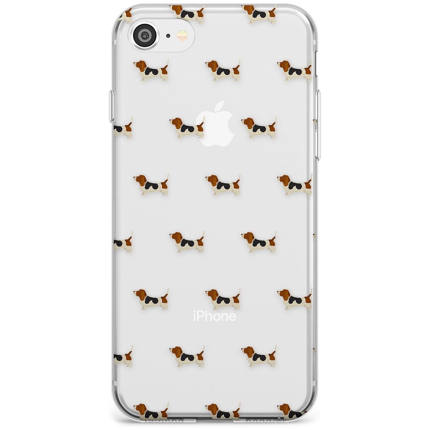. Basset Hound Dog Pattern Clear Slim TPU Phone Case for iPhone SE 8 7 Plus