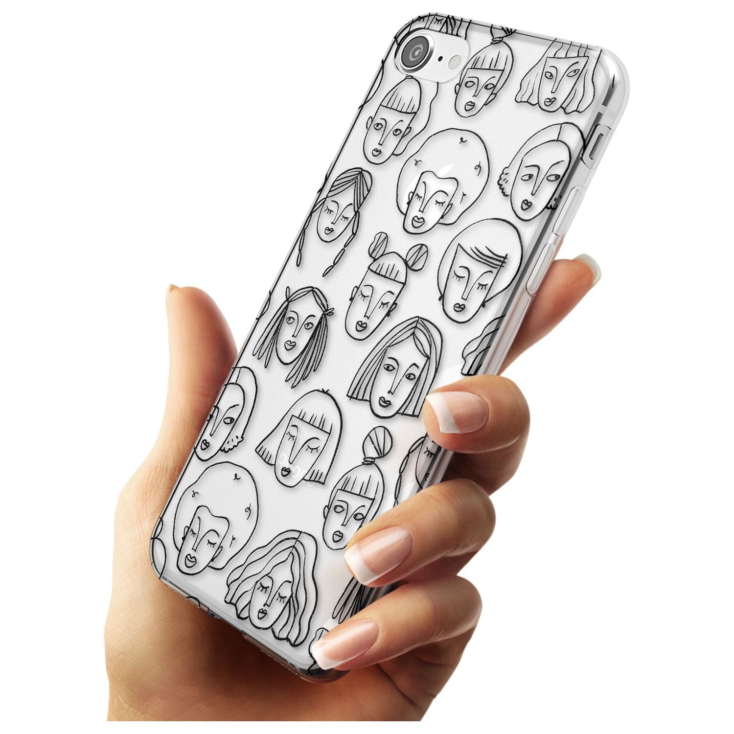 Girl Portrait Doodles Slim TPU Phone Case for iPhone SE 8 7 Plus