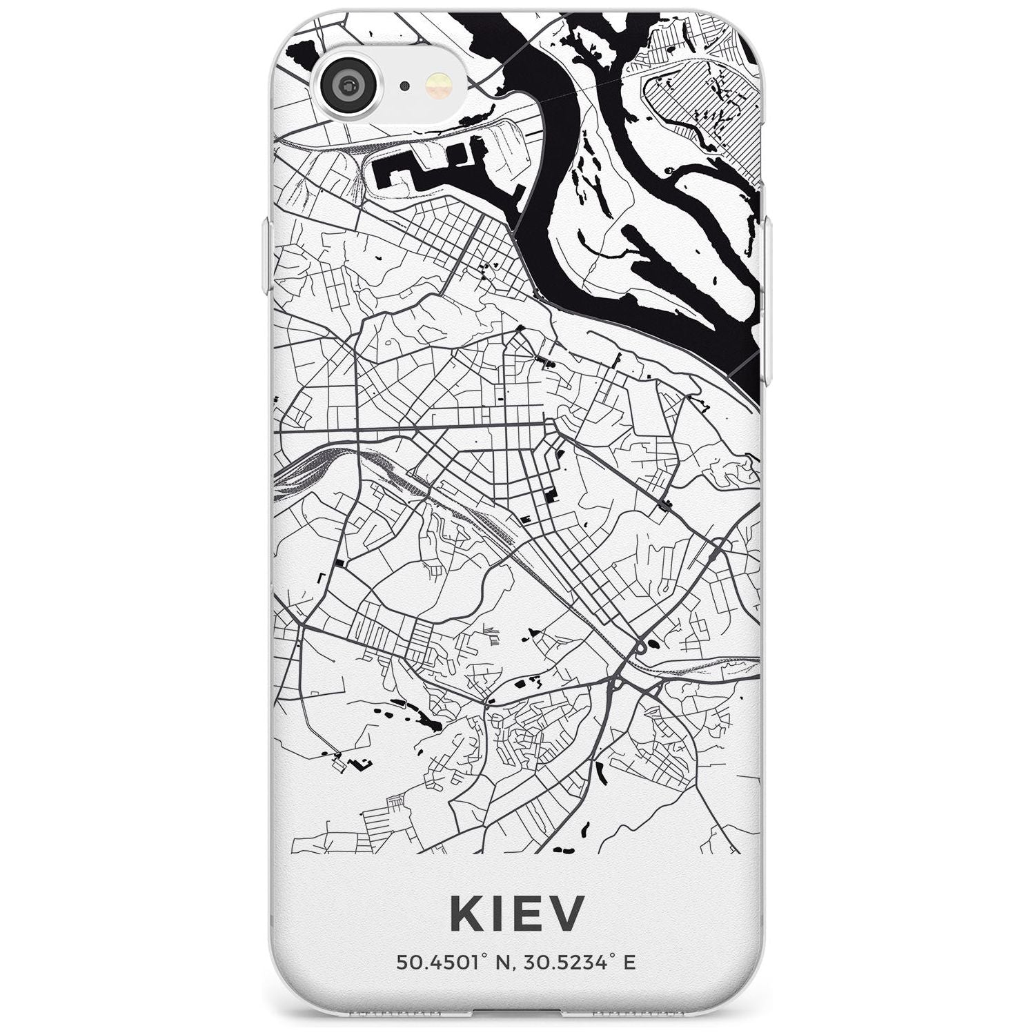 Map of Kiev, Ukraine Slim TPU Phone Case for iPhone SE 8 7 Plus