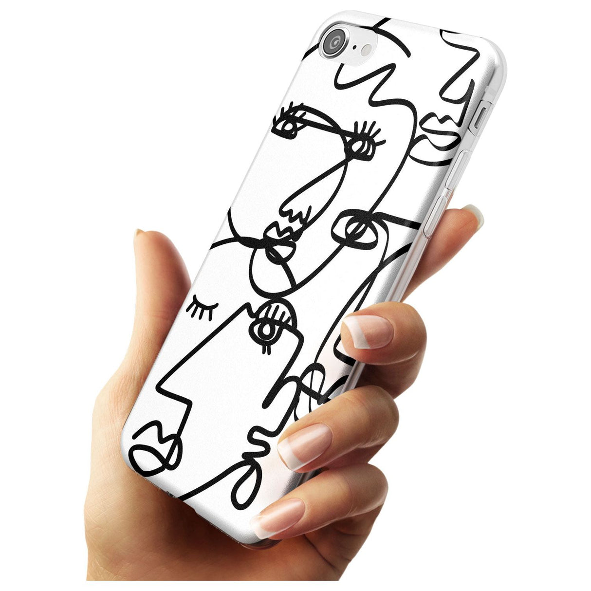 Continuous Line Faces: Black on White Black Impact Phone Case for iPhone SE 8 7 Plus