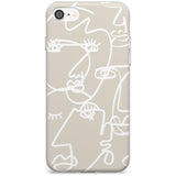 Continuous Line Faces: White on Beige Black Impact Phone Case for iPhone SE 8 7 Plus