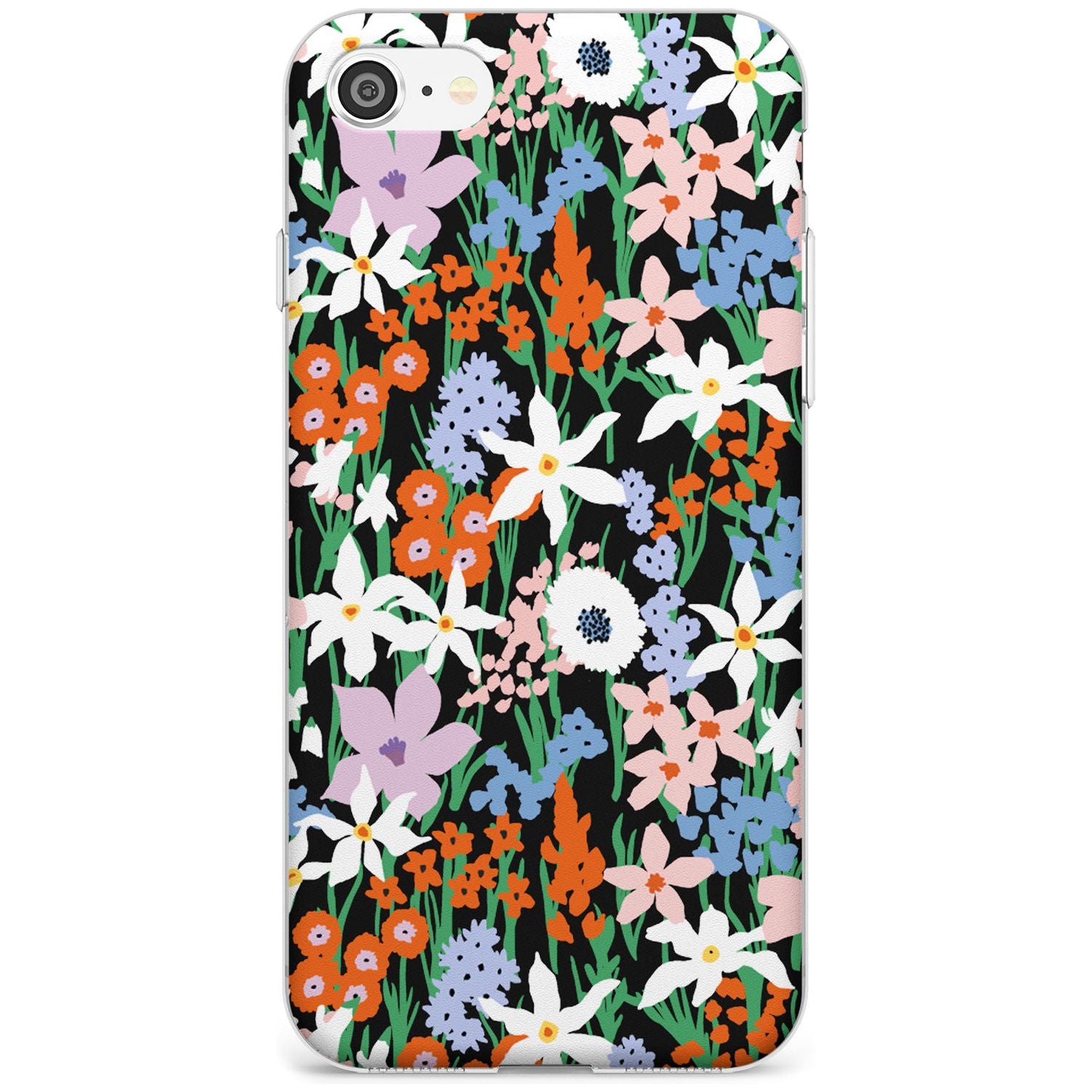 Springtime Meadow: Solid Black Impact Phone Case for iPhone SE 8 7 Plus